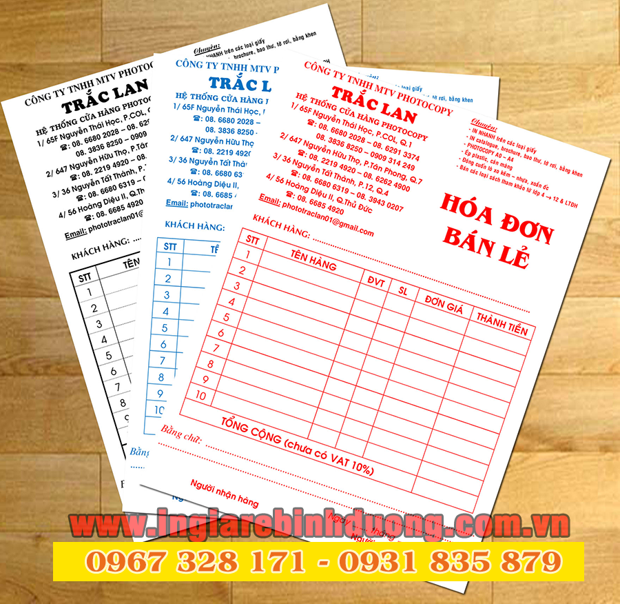 Dịch vụ in ấn hóa đơn Bình Dương với giá rẻ nhất 