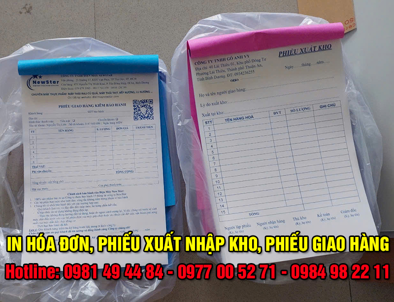 In hoá đơn, phiếu xuất nhập kho, phiếu giao hàng 1, 2, 3 liên
