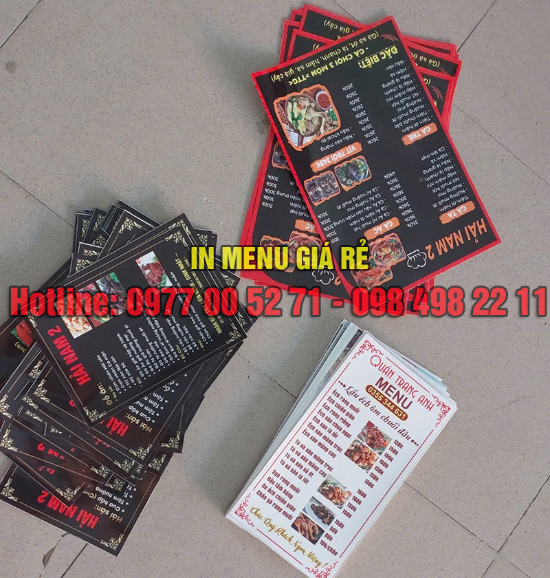 In menu chuyên nghiệp giá tốt tại Bình Dương & TPHCM